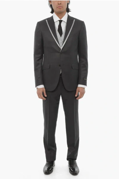 Corneliani Virgin Wool And Silk Center Vent Peak Lapel Cerim.academy 3- In Black