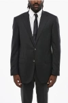 Corneliani Virgin Wool Blazer With Flap Pockets In Gray