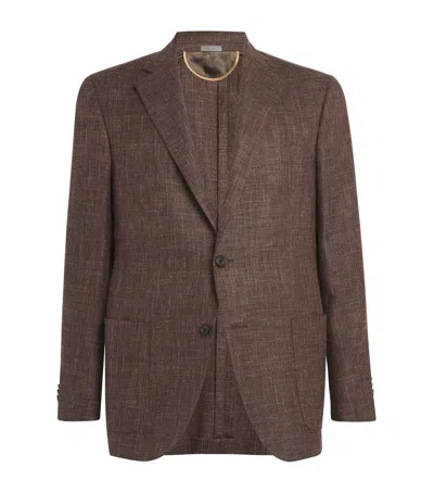 Corneliani Virgin Wool-blend Blazer In Brown