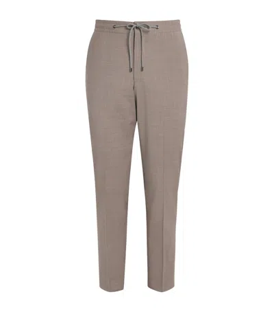 Corneliani Virgin Wool-blend Drawstring Trousers In Gray