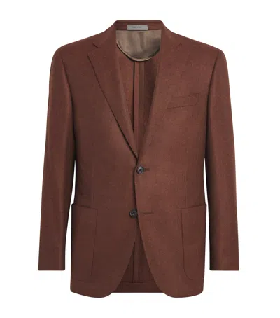 Corneliani Virgin Wool-cashmere Blazer In Brown