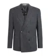 Corneliani Virgin Wool-cashmere Check Blazer In Gray