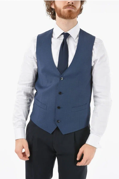 Corneliani Virgin Wool Cerim.academy Waistcoat In Blue
