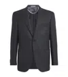 Corneliani Tailored Dark Grey Blazer With Subtle Checkered Pattern In Blue