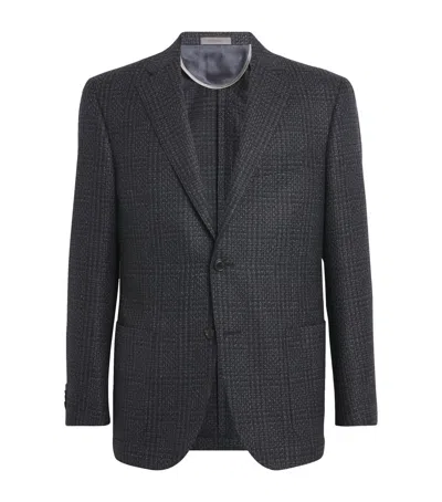 Corneliani Virgin Wool Check Blazer In Blue