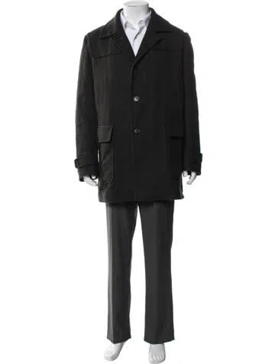 Pre-owned Corneliani Virgin Wool Coat In Black/grey