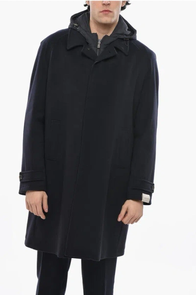 Corneliani Virgin Wool Coat With Removable Lining In Black