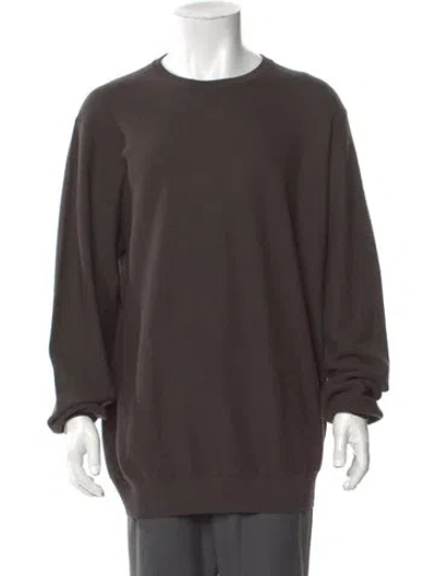 Pre-owned Corneliani Virgin Wool Crew Neck Pullover In Brown