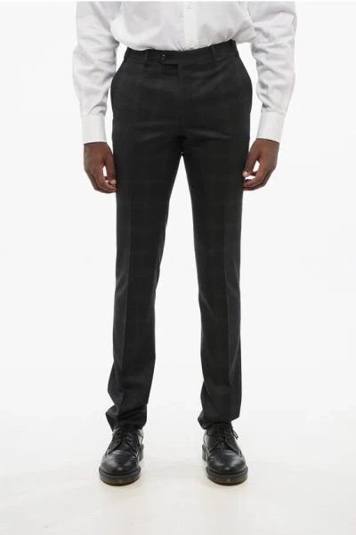 Corneliani Virgin Wool District-check Trousers Academy In Black