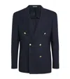 Corneliani Virgin Wool Double-breasted Blazer In Blue