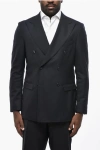Corneliani Virgin Wool Double Breasted Blazer With Flpa Pockets In Black