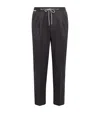 Corneliani Virgin Wool Drawstring Trousers In Blue