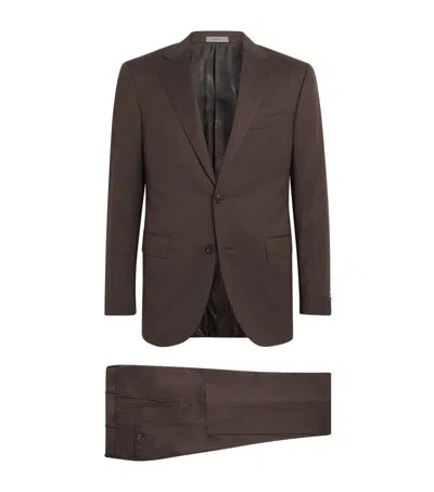 Corneliani Virgin Wool Herringbone 2-piece Suit In Brown