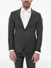 Corneliani Virgin Wool Herringbone Suit In Black