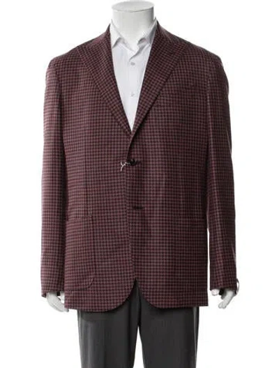 Pre-owned Corneliani Virgin Wool Houndstooth Print Sport Coat In Pink