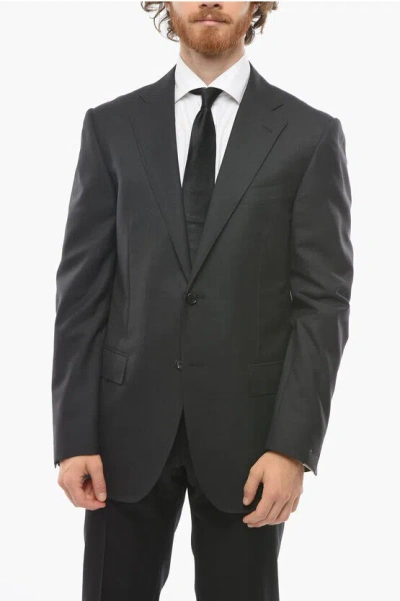 Corneliani Virgin Wool Leader Blazer With Flap Pockets In Black