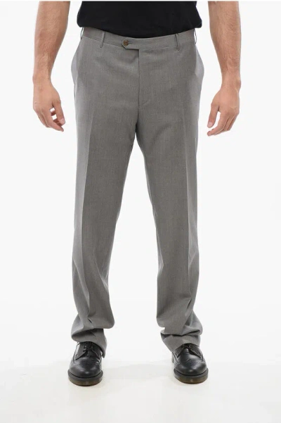 Corneliani Virgin Wool Leader Pants With Concealed Closure