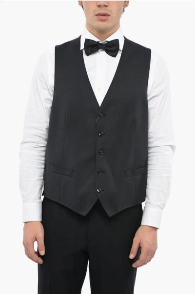 Corneliani Virgin Wool Leader Vest With Flush Pockets In Gray
