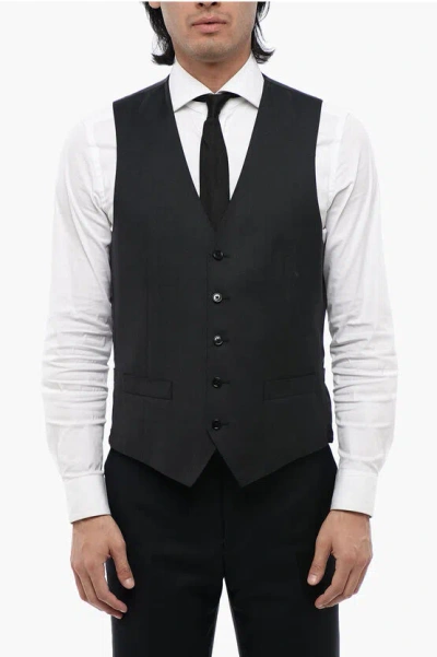 Corneliani Virgin Wool Leader Waistcoat With Back Adjuster In Grey