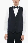 Corneliani Virgin Wool Leader Waistcoat With Jetted Pockets In Blue