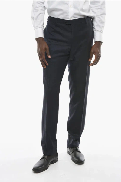 CORNELIANI VIRGIN WOOL MID RISE PANTS