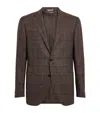 Corneliani Virgin Wool Mouliné Check Blazer In Brown