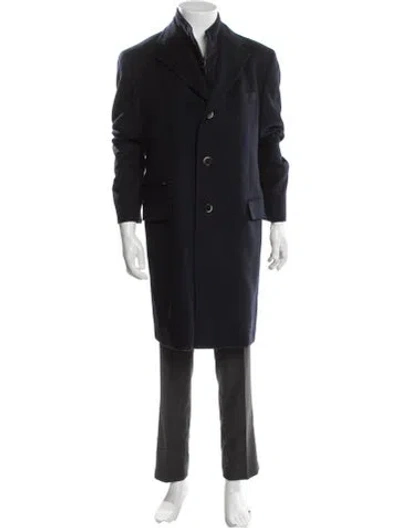Pre-owned Corneliani Virgin Wool Overcoat In Blue