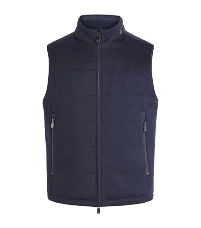 Corneliani Virgin Wool Padded Gilet In Blue