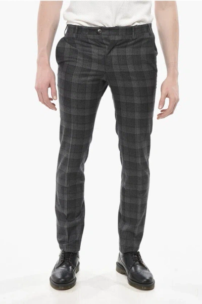 Corneliani Virgin Wool Pants Academy With Faded Check In Multi