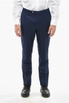 Corneliani Virgin Wool Pants With Belt Loop In Blue