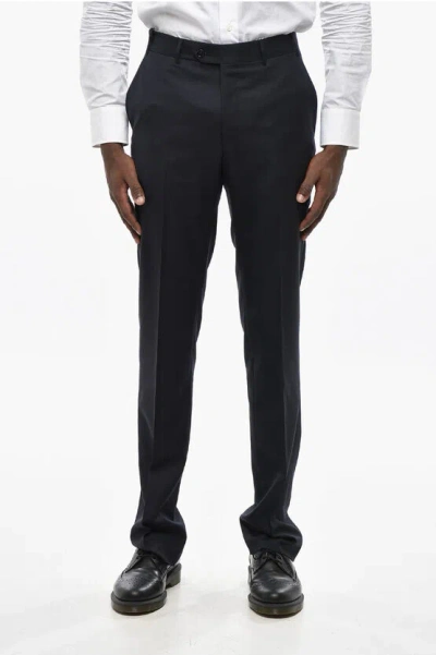 Corneliani Virgin Wool Pants With Belt Loops In Black