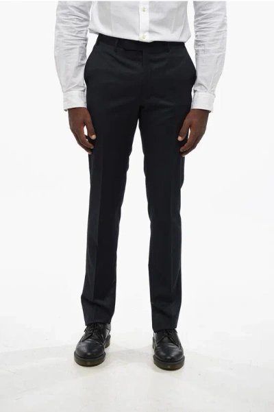 Corneliani Virgin Wool Pants With Hidden Closure In Black
