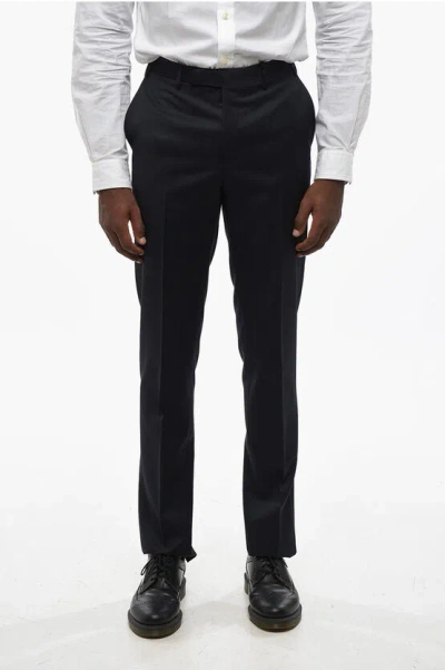 Corneliani Virgin Wool Pants With Hidden Closure In Black