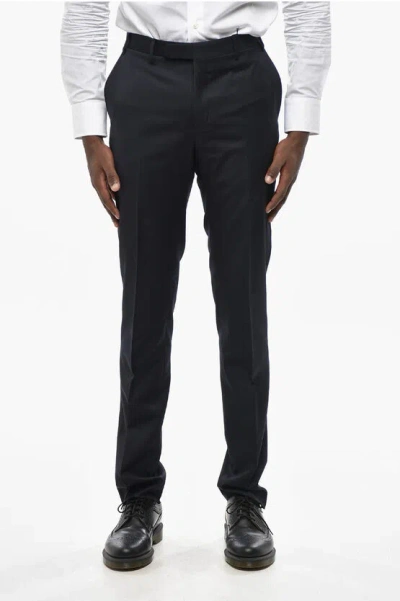 Corneliani Virgin Wool Pants With Hidden Closure In Black