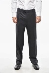 Corneliani Virgin Wool Pants With Pinstriped Motif In Black