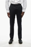Corneliani Virgin Wool Pants With Satin Lateral Bend In Black