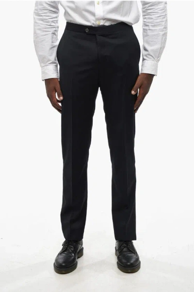 Corneliani Virgin Wool Pants With Satin Lateral Bend In Black