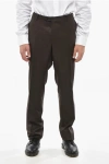 Corneliani Virgin Wool Pants With Scalloped Hem In Brown