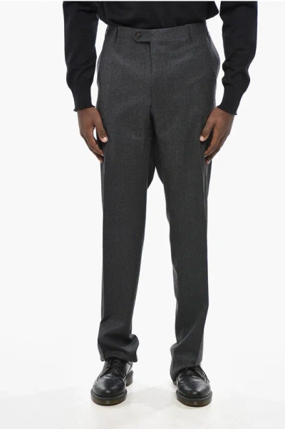 Corneliani Virgin Wool Pants With Scalloped Hem In Gray