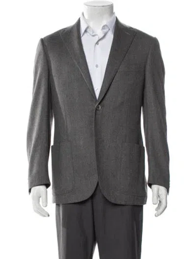 Pre-owned Corneliani Virgin Wool Peacoat In Gray