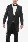 Corneliani Virgin Wool Peak Lapel Mantua Tail-coat Blazer In Black