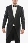 Corneliani Virgin Wool Peak Lapel Cerimonia Tail-coat Blazer In Black