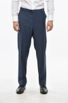 Corneliani Virgin Wool Pleated Pants In Blue