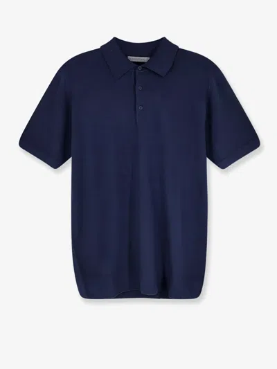 Corneliani Virgin Wool Polo Shirt In Blue