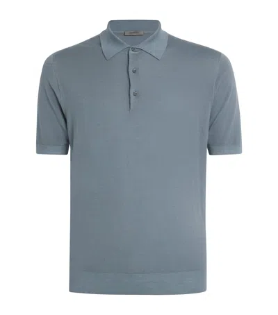 Corneliani Virgin Wool Polo Shirt In Gray