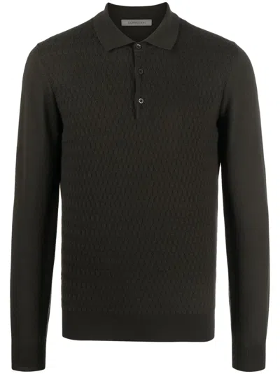Corneliani Virgin Wool Polo Shirt In Green