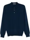 Corneliani Virgin Wool Polo Sweater In Blue