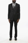 Corneliani Virgin Wool Side Vents Notch Lapel 2-button Suit In Black