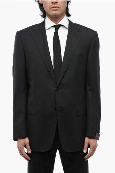 Corneliani Virgin Wool Side Vents Notch Lapel Mantua 2-button Blazer In Grey