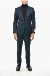 Corneliani Virgin Wool Side Vents Peak Lapel Refined 2-button Suit In Green